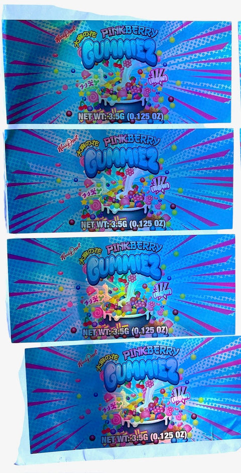Popsicle Pink Berry Gummies 3.5 grams Container Holographic Sticker