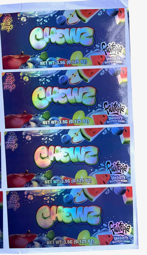 Popsicle Chewz Fruitopia 3.5 grams Container Holographic Sticker