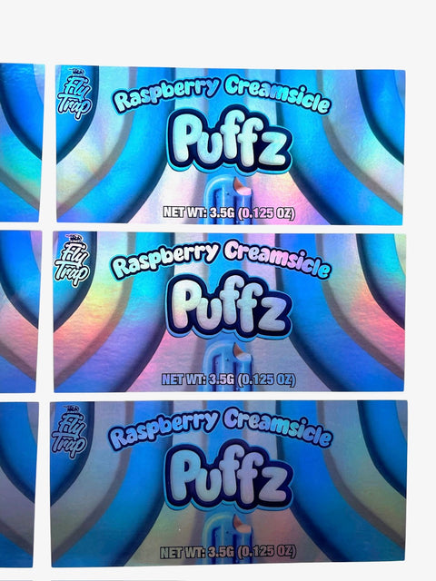 Popsicle Puffz Raspberry Creamsicle 3.5 grams Container Holographic Sticker