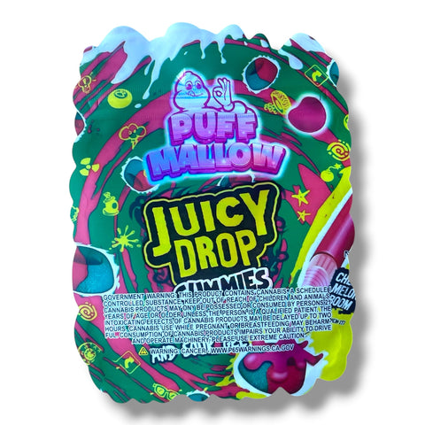 Puff Mallow Juicy Drop Gummies Candy Mylar Bag 3.5 Grams