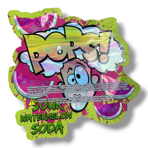 Pops Sour Watermelon Soda Mylar Bag 3.5 Grams