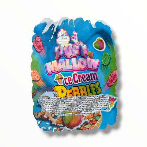 Puff Mallow Ice Cream Pebbles Rainbow Sherbert Mylar Bag 3.5 Grams