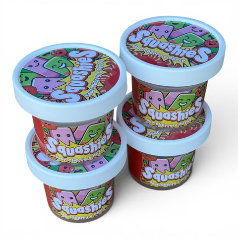 Squashies Sour Cherry Apple Ice Cream Jars Plastic Container 3.5 Grams