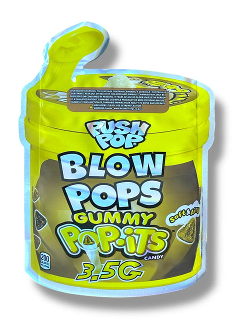 Push Pop Blow Pops Gummy Pop-Its (Yellow) Mylar Bag 3.5 Grams