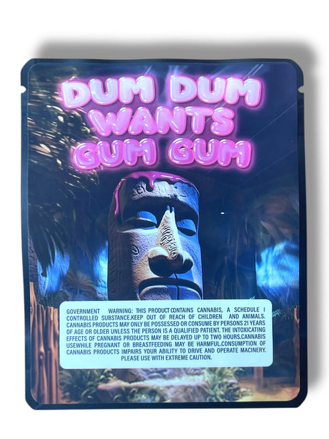 Dum Dum Wants Gum Gum Sticker Mylar Bag 3.5 Grams