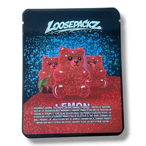 Loosepackz Cherry Gummy Bears (Soft Sticker) Mylar Bag 3.5 Grams