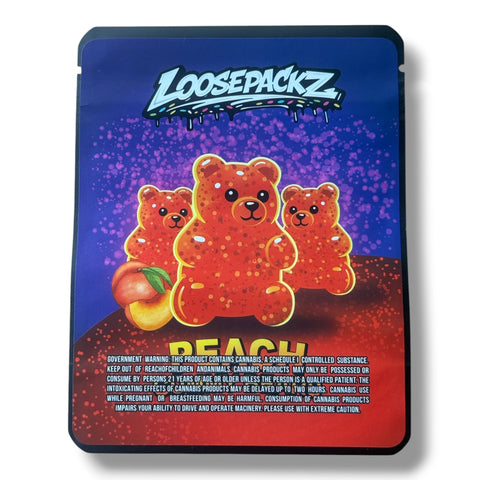Loosepackz Peach Gummy Bears (Soft Sticker) Mylar Bag 3.5 Grams