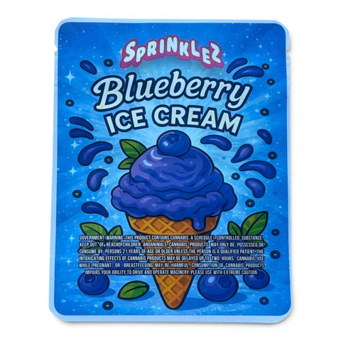 Sprinkles Blueberry Ice Cream (Soft Sticker) With Stickers and Labels Mylar Bag 3.5 Grams