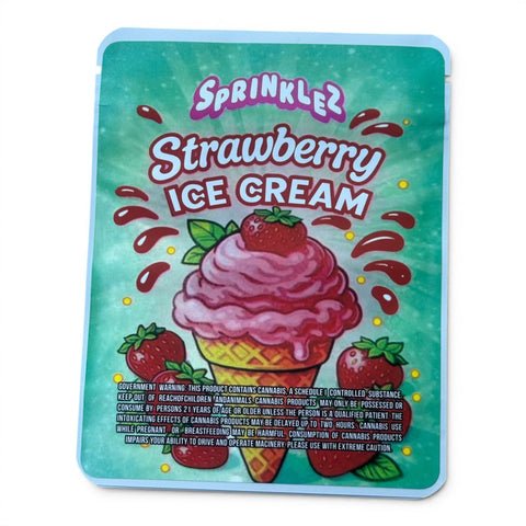 Sprinkles Strawberry Ice Cream (Soft Sticker) With Stickers and Labels Mylar Bag 3.5 Grams