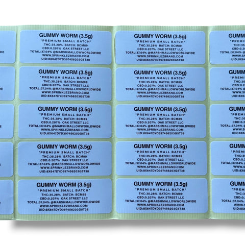 Sprinkles Gummy Worm Marshmallow (Soft Sticker) With Stickers and Labels Mylar Bag 3.5 Grams