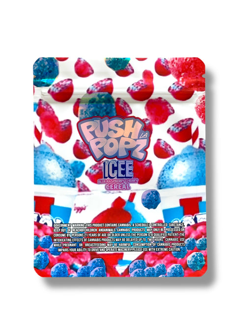 Push Popz Blue Raspberry Cherry Cereal Mylar Bag 3.5 Grams