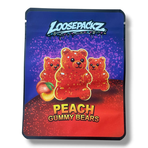 Loosepackz Peach Gummy Bears (Soft Sticker) Mylar Bag 3.5 Grams