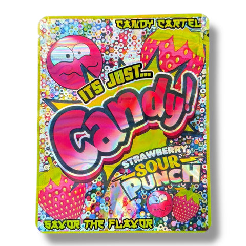 Candy Strawberry Sour Punch Mylar Bag with Box 3.5 Grams
