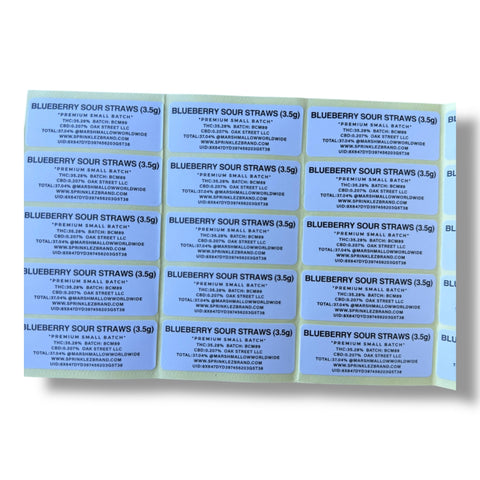 Gumdropz Blueberry Sour Straws (Soft Sticker) Mylar Bag 3.5 Grams