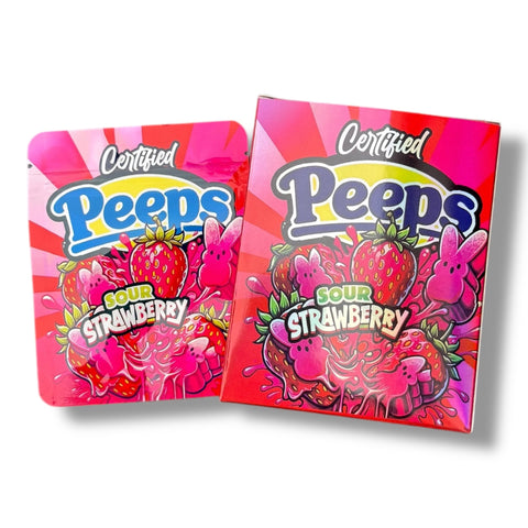 Peeps Sour Strawberry Mylar Bag with Box 3.5 Grams