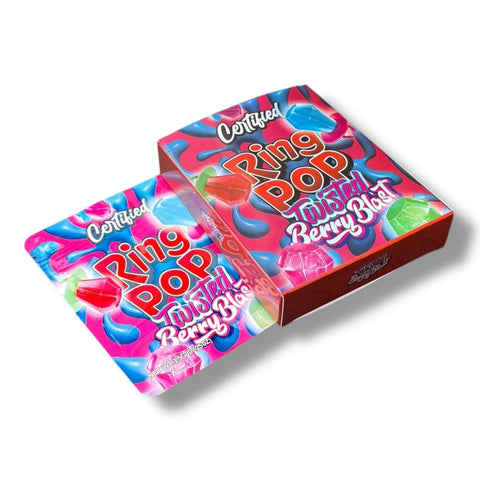 Ring Pop Twisted Berry Blast Mylar Bag with Box 3.5 Grams