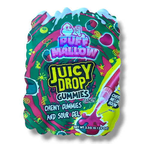 Puff Mallow Juicy Drop Gummies Candy Mylar Bag 3.5 Grams