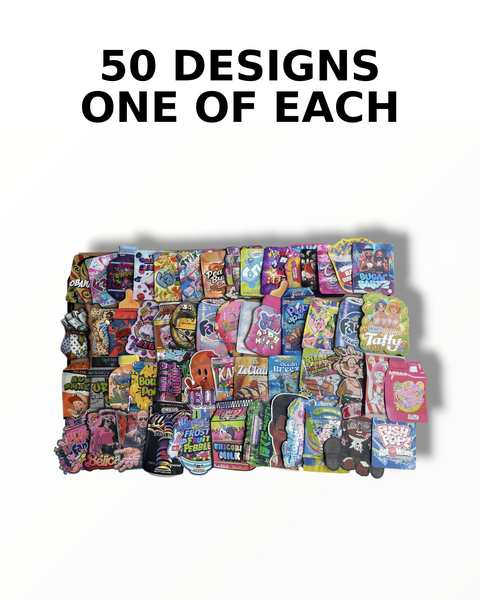50 Pack 3.5g Mylar Bags – All Different Designs – Smell Proof Variety Pack